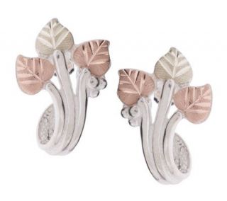 Black Hills Triple Leaf & Vine Design Earrings Sterling/12K — 
