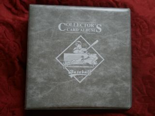 Baseball Collectors Card Album Light Gray D Ring Padded 3 Ring Binder