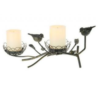 CandleImpressio Metal Bird Nest Holder w/ Two 3.5 Flameless Candles w 