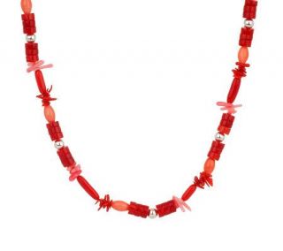 Southwestern Sterling Colors of Coral Beaded 36 Necklace —