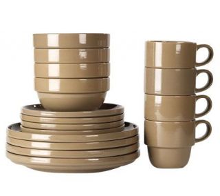 Tabletops Gallery Taupe Stax Living 16 Piece Dinnerware Set — 