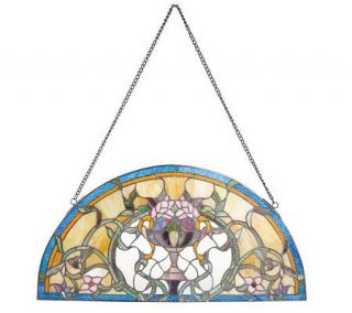 Handcrafted Tiffany Style 36 Floral Arch Window Panel —
