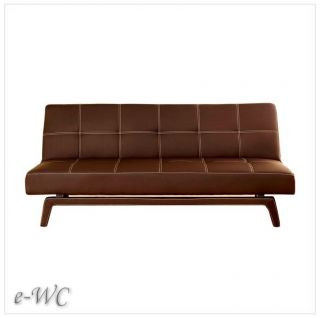 CONVERTIBLE FUTON SLEEPER SOFA BED JAVA BROWN FAUX LEATHER 71 W