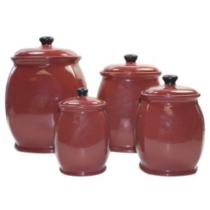 Corelle Coordinates Hearthstone Red 4 PC Canister Set