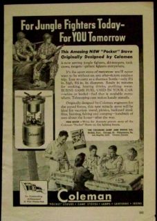 Coleman Pocket Stove 1944 Vintage Ad WWII for Jungle Fighters Today