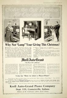 1910 Ad Krell Auto Grand Piano Connersville Indiana Music Instrument