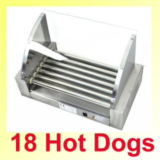  Dog Roller 18 Dogs Grill Cooker w Glass Hood Machine Vending