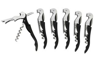 multi function corkscrews black with cap lifter serrated knife blade