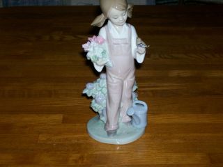 Lladro Girl with Bird Flowers Figurine Spring 5217