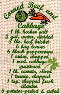 Corned Beef and Cabbage Recipe Towel Embroidery Designs