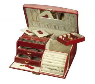 Mele Leather Train Case Style Jewelry Box in Burgundy —