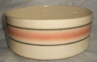 COOKSON POTTERY BOWL TAN WITH PINK GREY BAND 8304