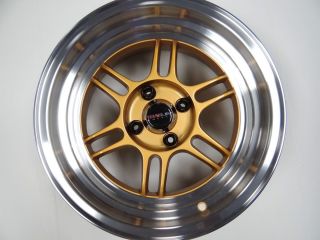  Gold Traklite Octane 4x100 w Tires Free Colored Lugs EF EG EK