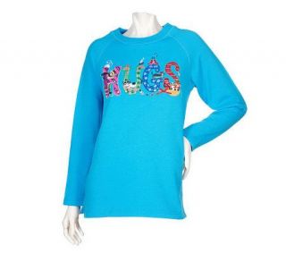 Quacker Factory Hugs and Love French Terry Sweatshirt   A92037