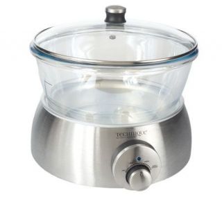 Technique Stainless Steel Slow Cooker w/ Glass Bowl & Lid —