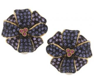 Joan Rivers Jeweled Flower Violet Earrings —