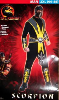 Mortal Kombat Adult Man Costume 2XL 44 46 Scorpion Yellow Combat Mask