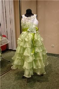 FLOWER GIRL PAGEANT PARTY HOLIDAY DRESS 3940 WHITE GREEN SIZE 6
