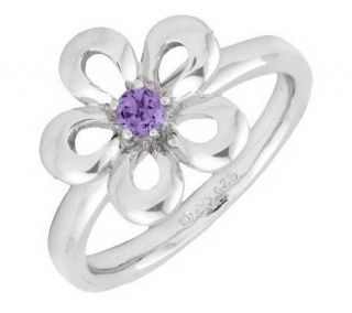 Simply Stacks Sterling Flat Petals Gemstone Flower Ring —