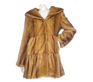 Dennis Basso Tipped Faux Mink Tiered Coat —