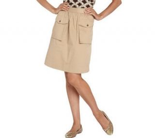 Isaac Mizrahi Live A Line Cargo Skirt with Pocket Detail   A202541