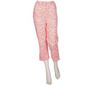 Lilly & Van Coral Print Stretch Cotton Capri Pants —