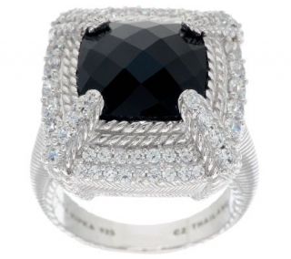 Judith Ripka Sterling Faceted Black Onyx Textured Ring —