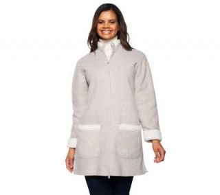 Denim & Co. Heathered Fleece Jacket w/Sherpa Lining   A44249