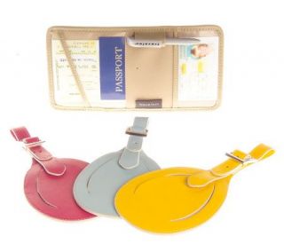 Travelon Boarding Pass & ID Holder with 3 Leather Luggage Tags