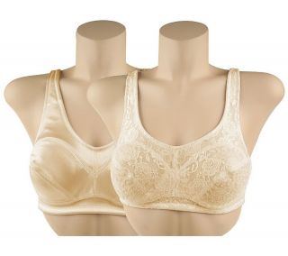 Breezies Set of 2 Satin and Lace Support Bras with UltimAir — 