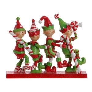  Imports GJ 8 inch Elf Conga Line Christmas dancing candy elves 3156217