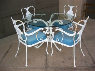  Vintage PATIO FURNITURE SET Ornate Wrought Iron FRENCH COUNTRY COTTAGE