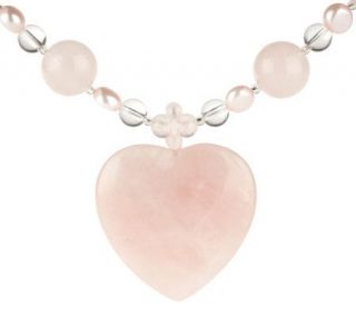 Lee Sands Rose Quartz Gemstone Heart Necklace —