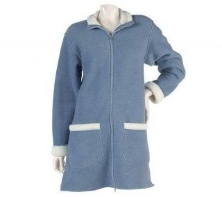 Denim & Co. Heathered Fleece Jacket w/Sherpa Lining   A44249