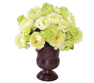 Cream Roses and Green Hydrangea Bouquet by Valerie —
