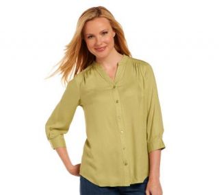 Liz Claiborne New York Button Front Shirt with Shirring —