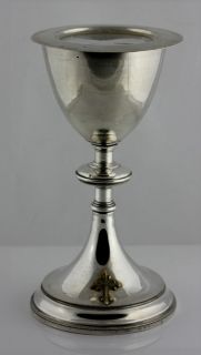 ANTIQUE 1900 FRENCH SILVER CATHOLIC COMMUNION Chalice And Paten a