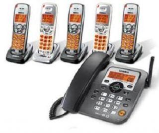 Uniden DECT1588 5TW Corded/Cordless Phone 5 HANDSETS, ANSWERING