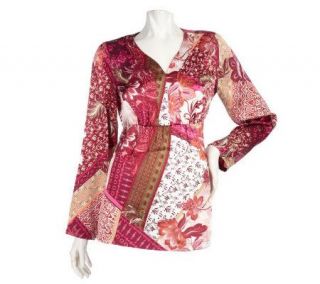 Susan Graver Charmeuse Patchwork Printed Tunic —
