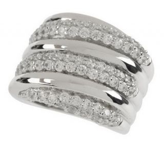 Diamonique Sterling or 14K Gold Clad 1.35 cttw Pave Band Ring