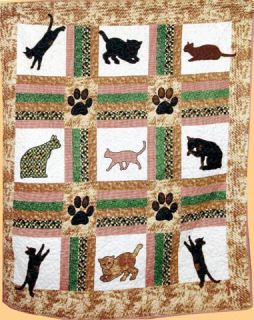 Cat Kitten World Design Quilt Throw Cover Up Great Gift for Cat Lovers