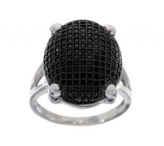 45 ct tw Black Spinel Pave Oval Ring, Sterling —