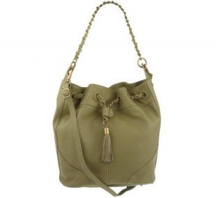 Rachel Zoe Leather Drawstring Bucket Bag with Removable Strap