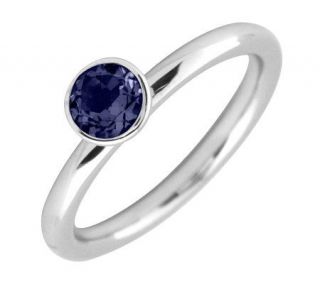 Simply Stacks Sterling 5mm Created Sapphire Solitaire Ring —