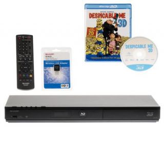 Sharp 3D Blu ray Disc Player w/ Wi Fi Adaptor & DespicableMe