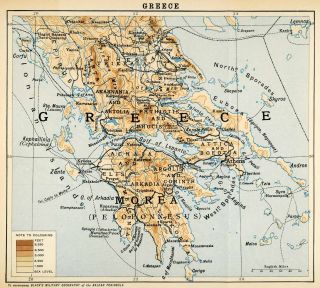  Greece Balkan Peninsula Map Morea Thessaly Corfu Euboea Ionian
