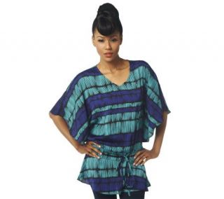 Belle Gray by Lisa Rinna Abstract Stripe Tunic with Waist Detail