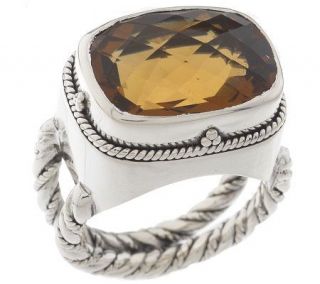 Lori Bonn Artisan Crafted Sterling 5.70ct Whisky Quartz East/West Ring 