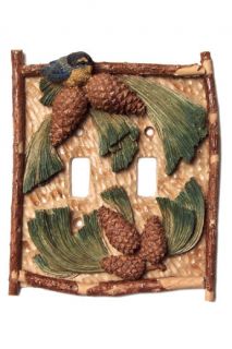 Vickilane Wildlife Lodge Pinecone Double Switch Plate Cover