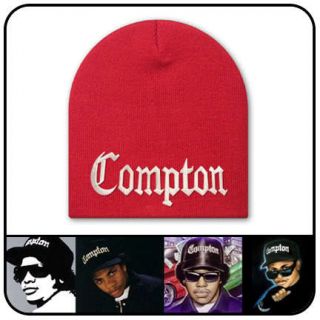 NEW COMPTON BEANIE HAT CAP RED WHITE SKI SKULLY 6